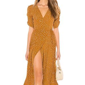 NWOT Faithfull The Brand Chiara Wrap Polka Dot Pattern Midi Dress Women's 10US